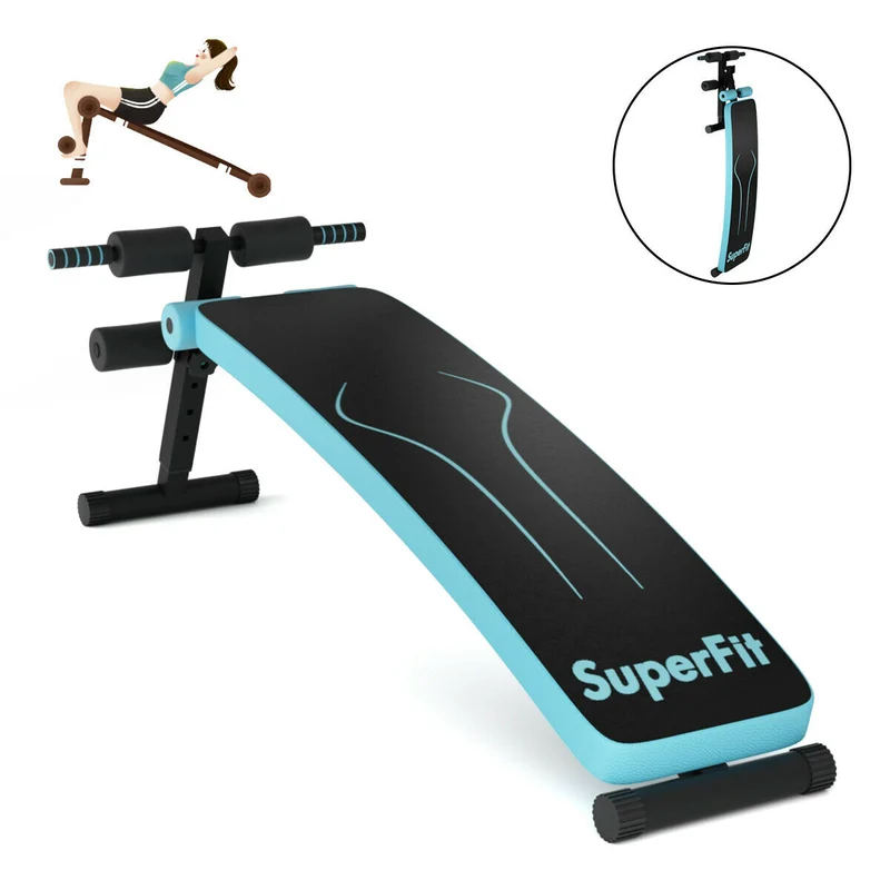 Adjustable Folding Weight Bench, Sit-Up Board, Blue
