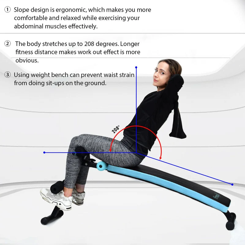 Adjustable Folding Weight Bench, Sit-Up Board, Blue