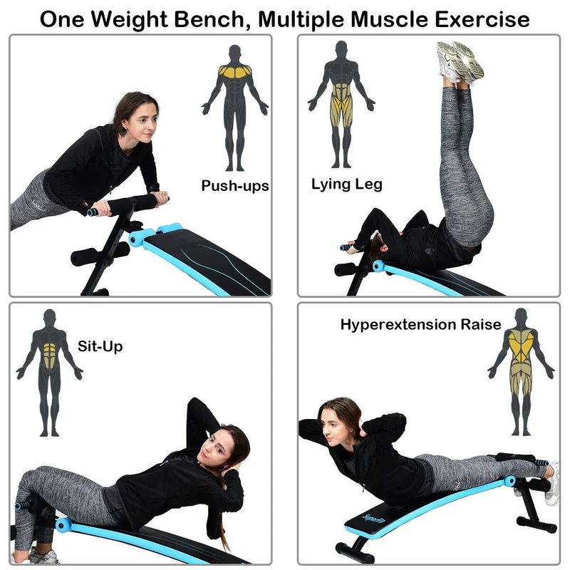 Adjustable Folding Weight Bench, Sit-Up Board, Blue