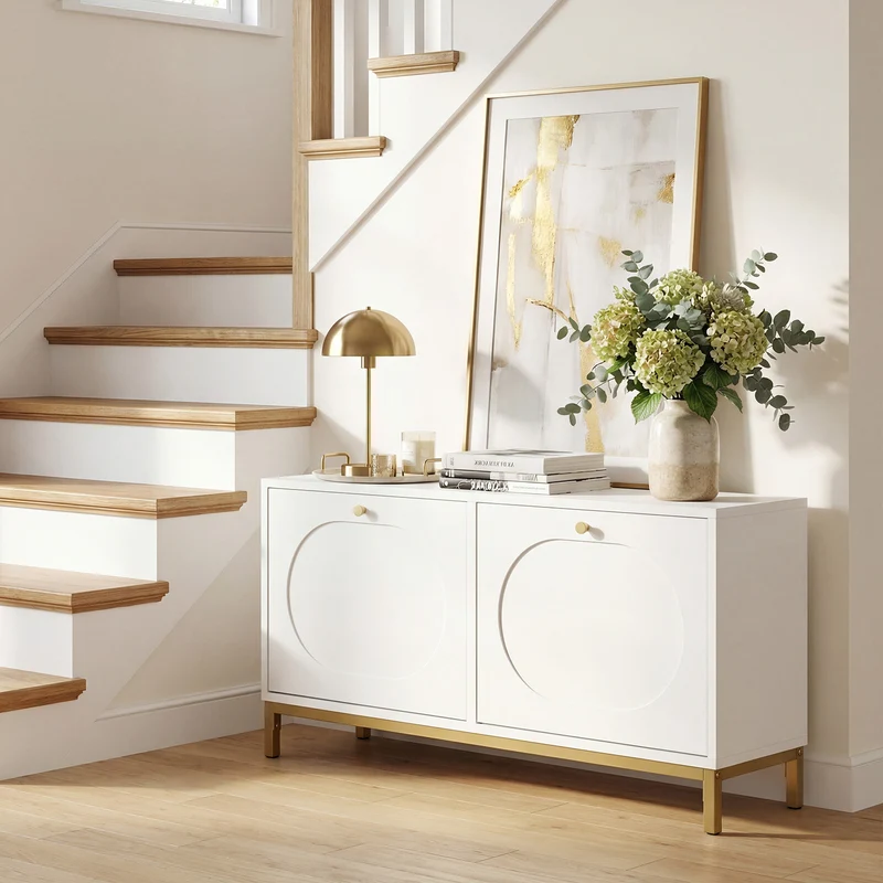 Shoe Storage Bench Narrow Entryway Bench with 2 Flip Drawers Adjustable Shelves, White