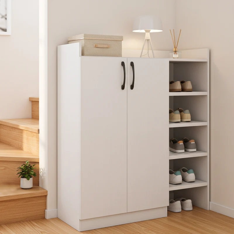 Shoe Cabinet with 2 Doors Shoe Storage Organizer with 2 Adjustable Inner Shelves, White