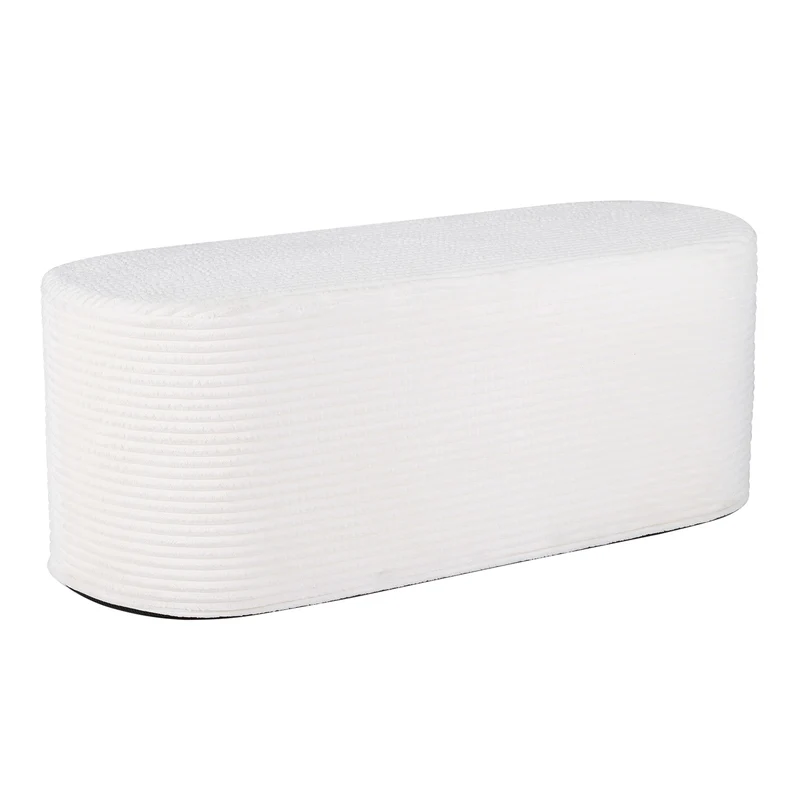 Upholstered Ottoman Bench with High-Density Sponge, Beige