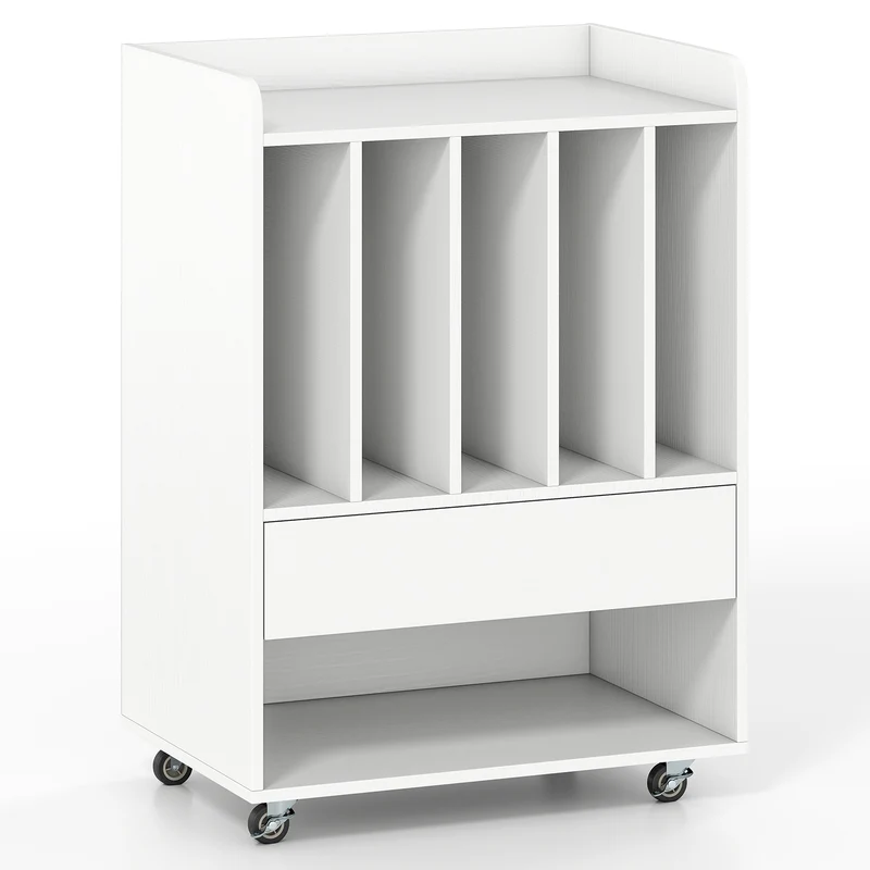 Record Player Stand Turntable Stand with Drawer and Record Holder, White