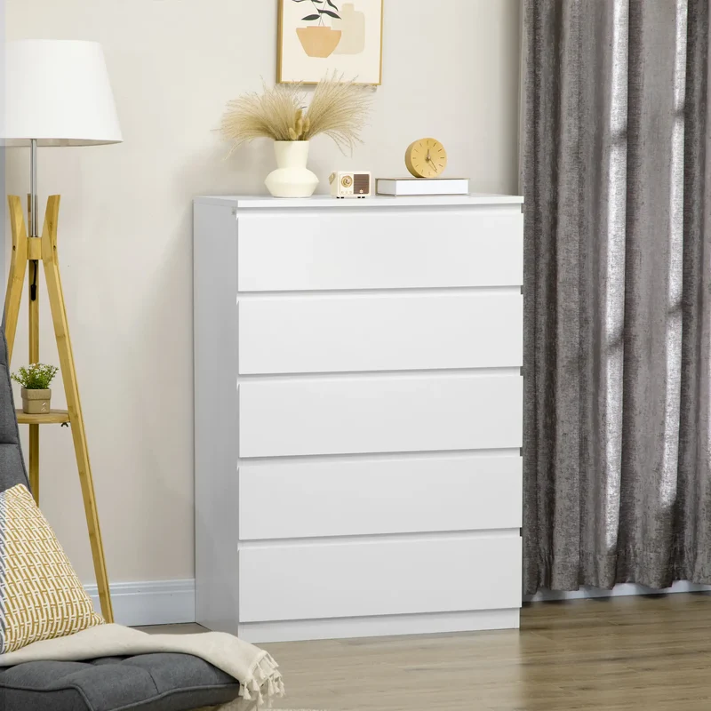 5 Drawer Chest, Dresser for Bedroom, Zinc Alloy Runners