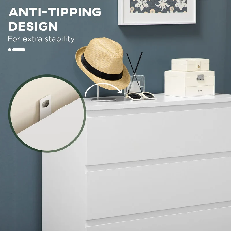 5 Drawer Chest, Dresser for Bedroom, Zinc Alloy Runners