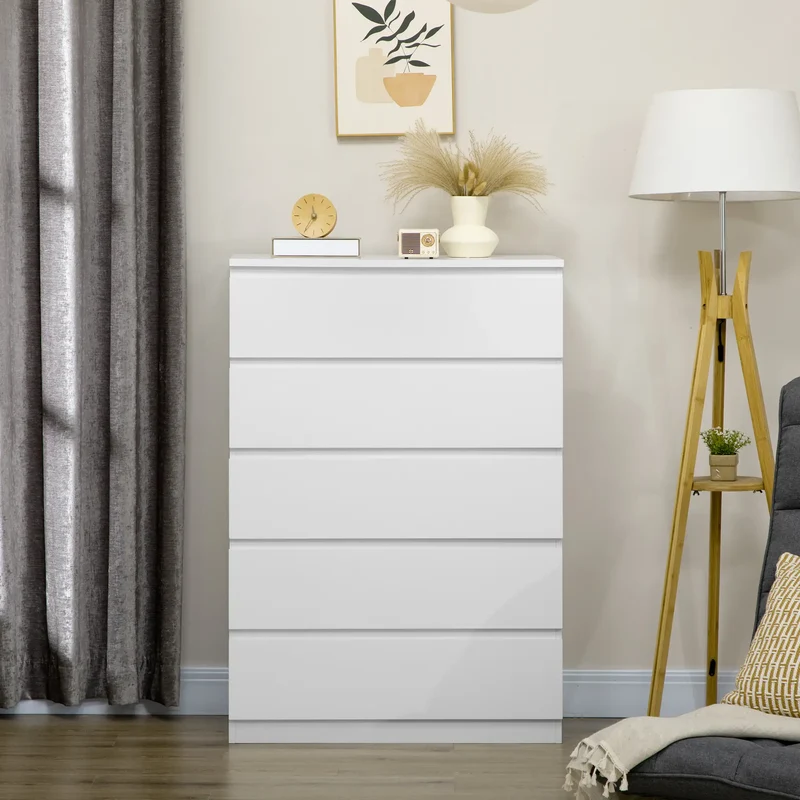 5 Drawer Chest, Dresser for Bedroom, Zinc Alloy Runners