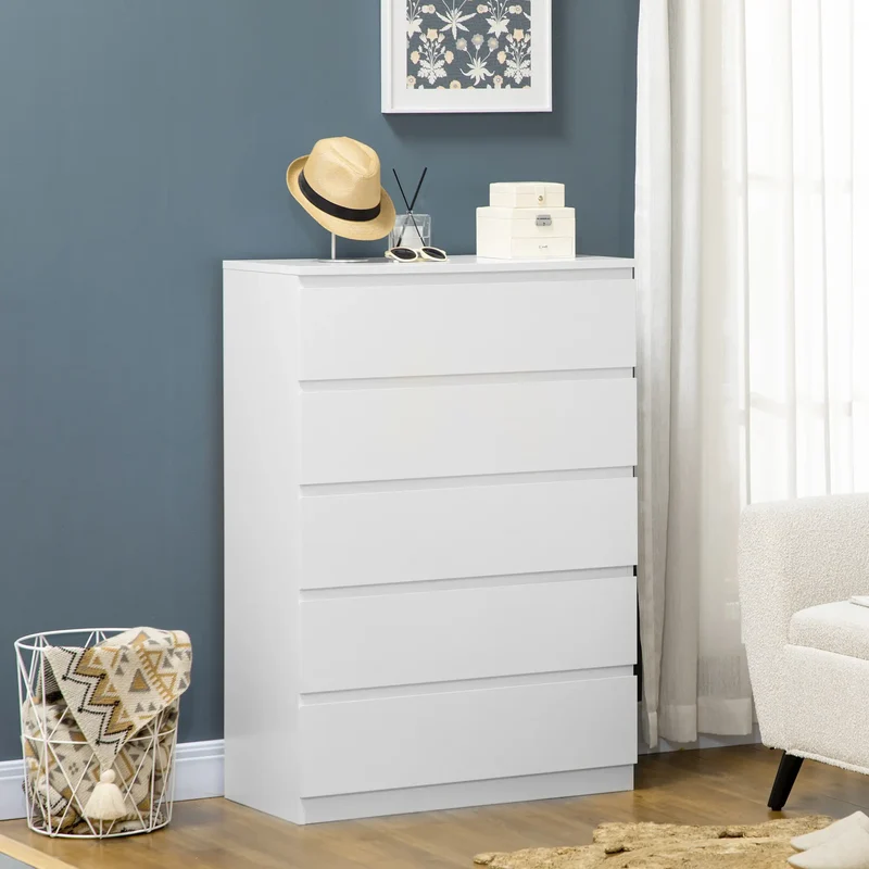 5 Drawer Chest, Dresser for Bedroom, Zinc Alloy Runners