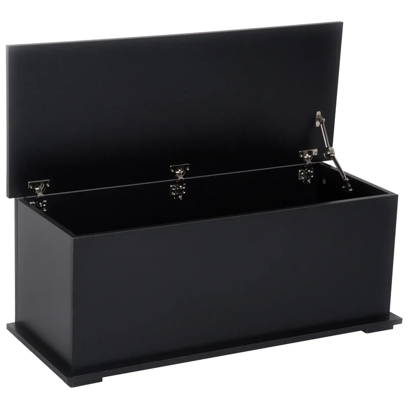39.5" Storage Chest, 2 Safety Hinges, Flip-Top Lid, Black