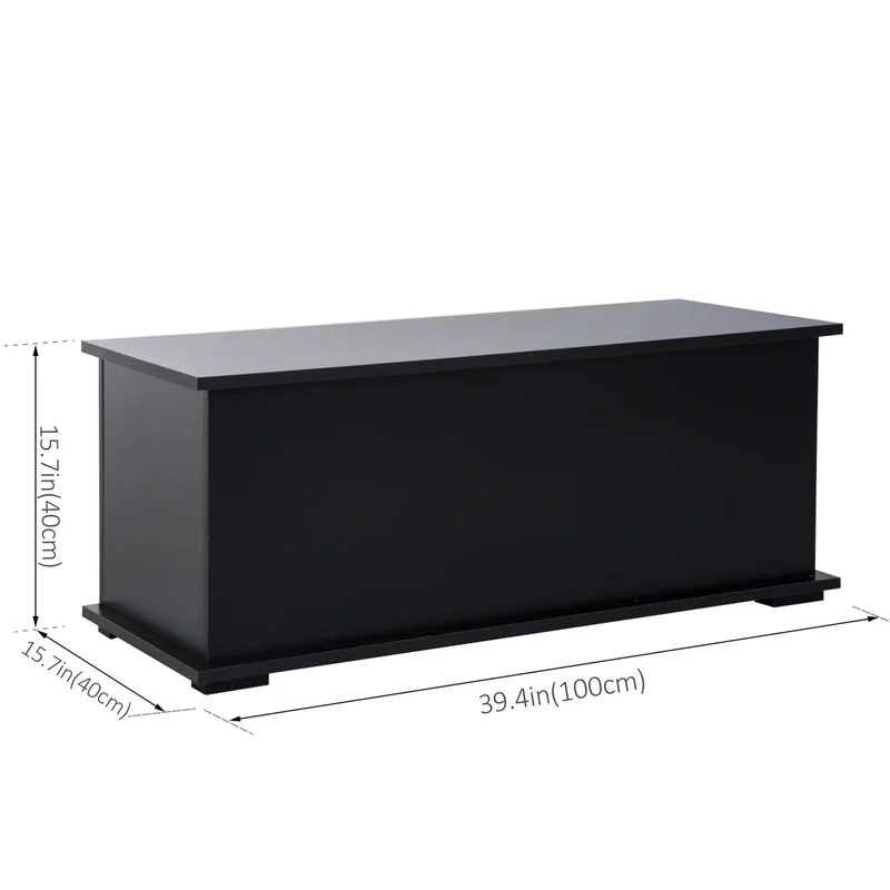 39.5" Storage Chest, 2 Safety Hinges, Flip-Top Lid, Black
