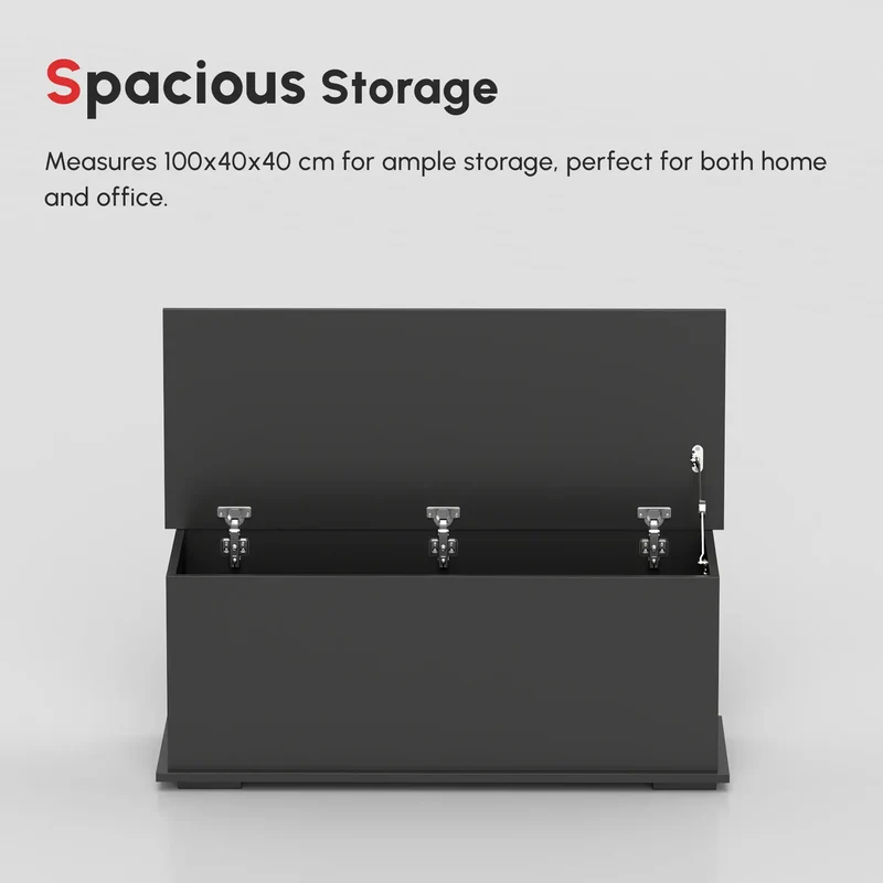 39.5" Storage Chest, 2 Safety Hinges, Flip-Top Lid, Black