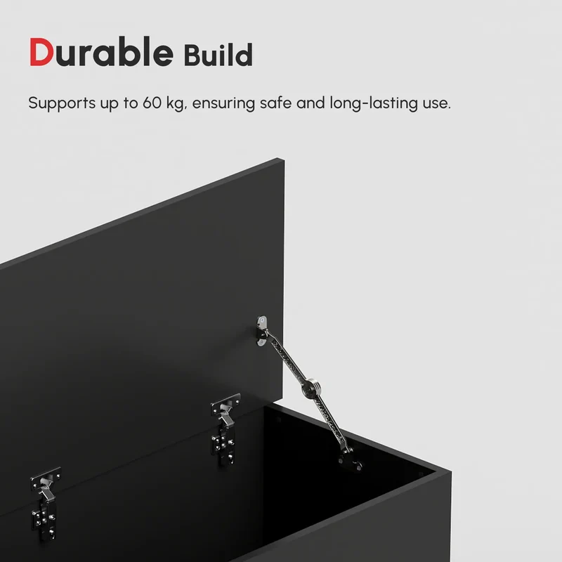 39.5" Storage Chest, 2 Safety Hinges, Flip-Top Lid, Black