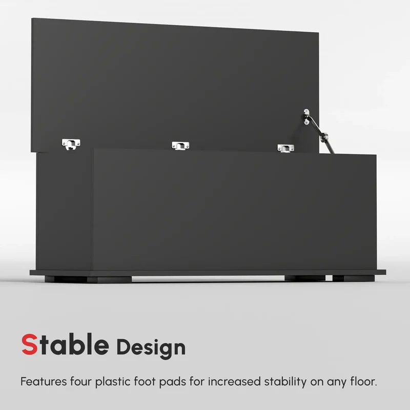 39.5" Storage Chest, 2 Safety Hinges, Flip-Top Lid, Black