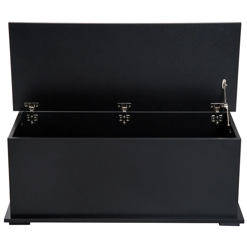 39.5" Storage Chest, 2 Safety Hinges, Flip-Top Lid, Black