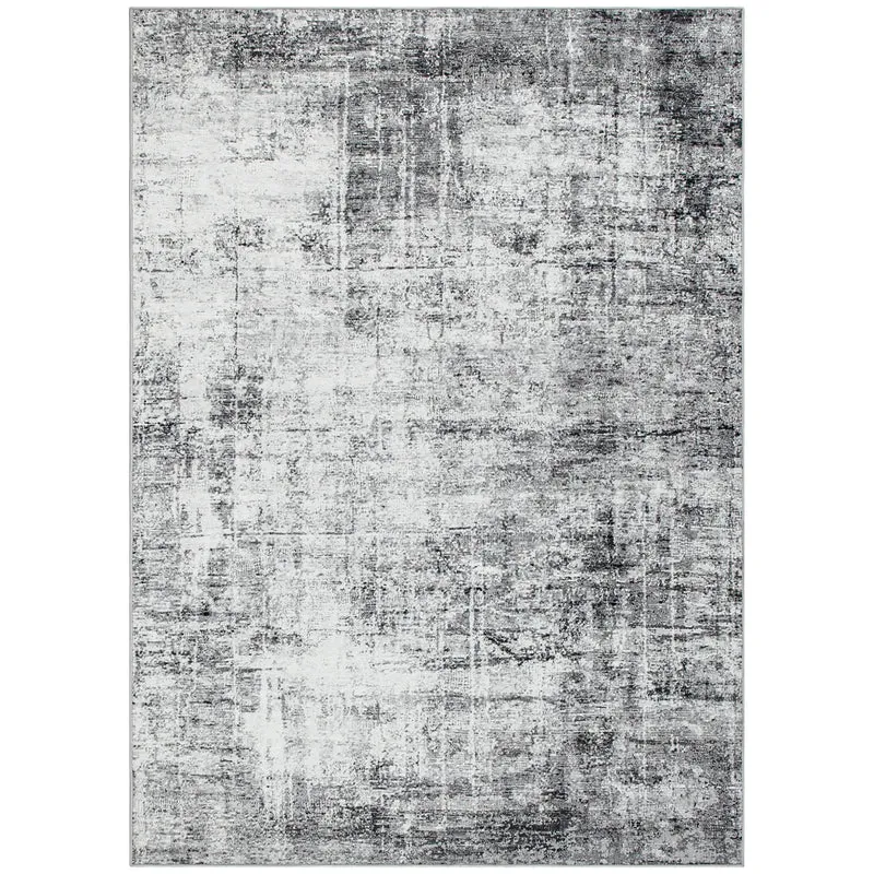 Modern Abstract Area Rug 5x7, Machine Washable, Non-Slip, Grey