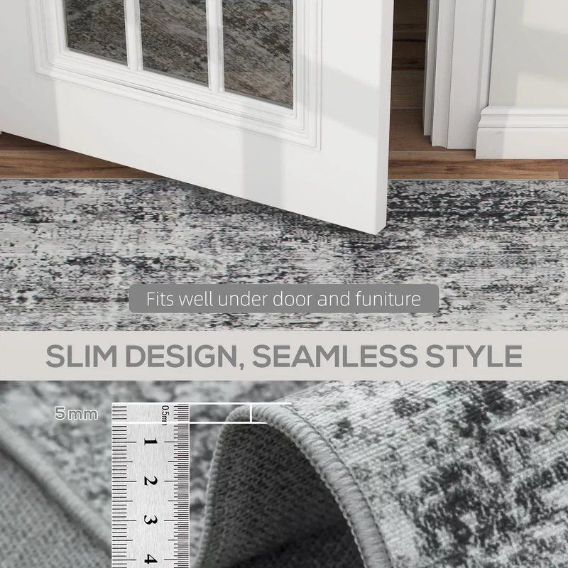 Modern Abstract Area Rug 5x7, Machine Washable, Non-Slip, Grey