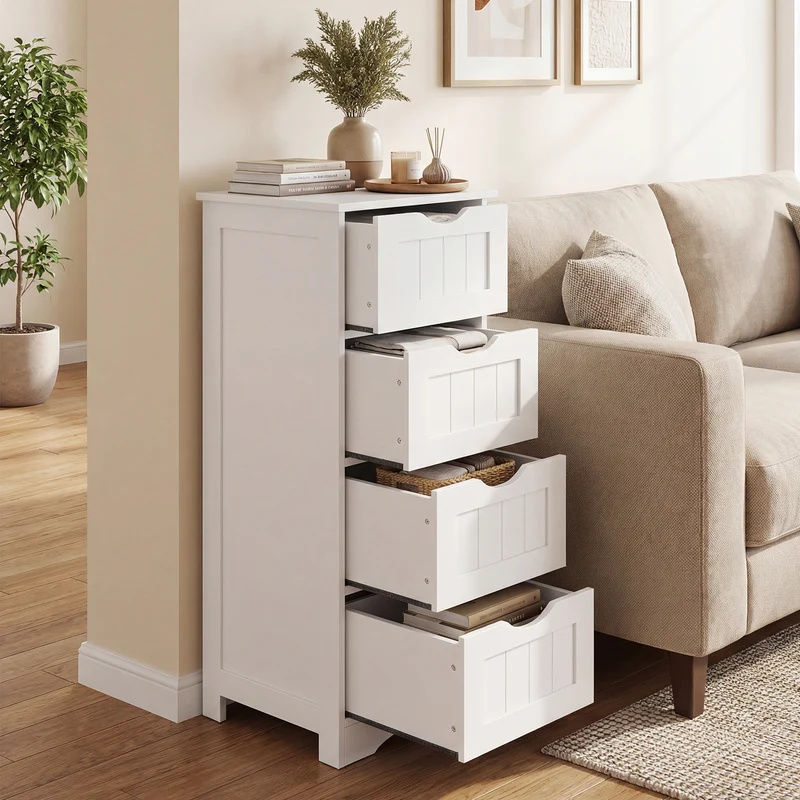 Wooden Free Standing Storage Organizer, White