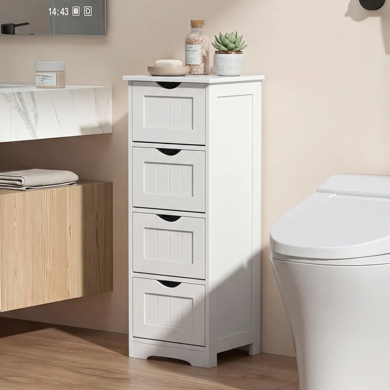 Wooden Free Standing Storage Organizer, White