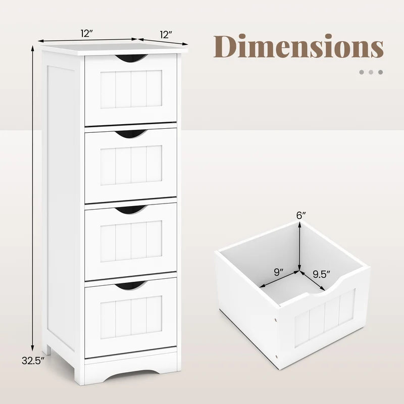 Wooden Free Standing Storage Organizer, White