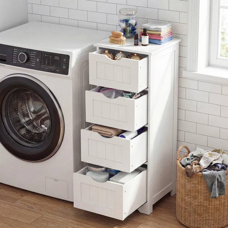 Wooden Free Standing Storage Organizer, White
