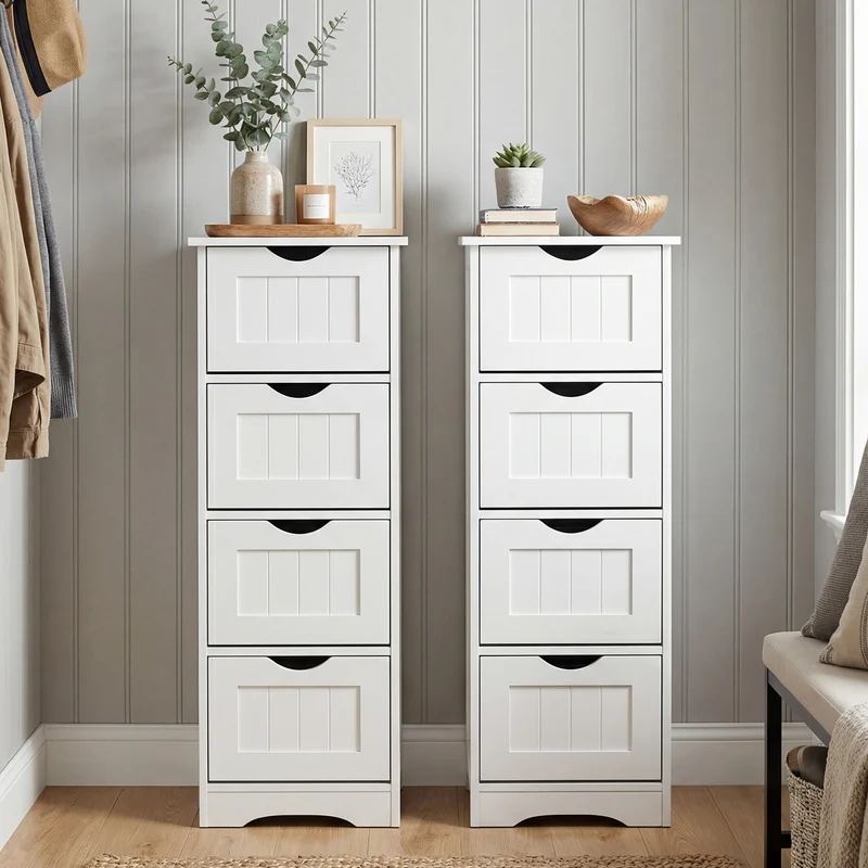 Wooden Free Standing Storage Organizer, White