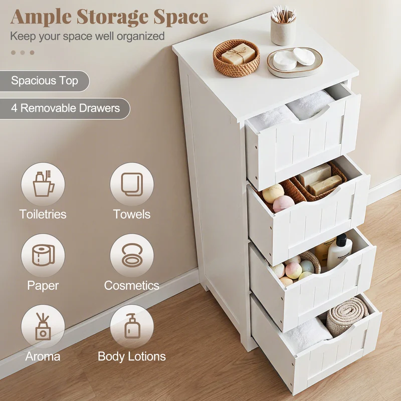 Wooden Free Standing Storage Organizer, White