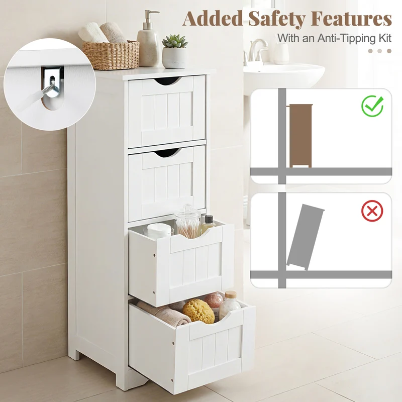 Wooden Free Standing Storage Organizer, White