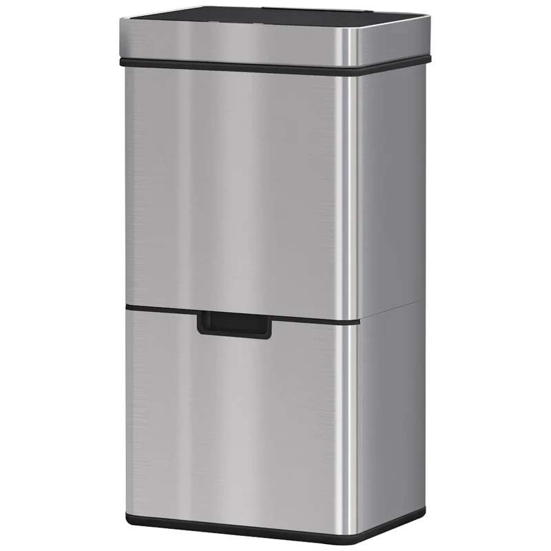 Sensor Trash Can, 19 Gallon Stainless Steel, 3 Compartments, Silver
