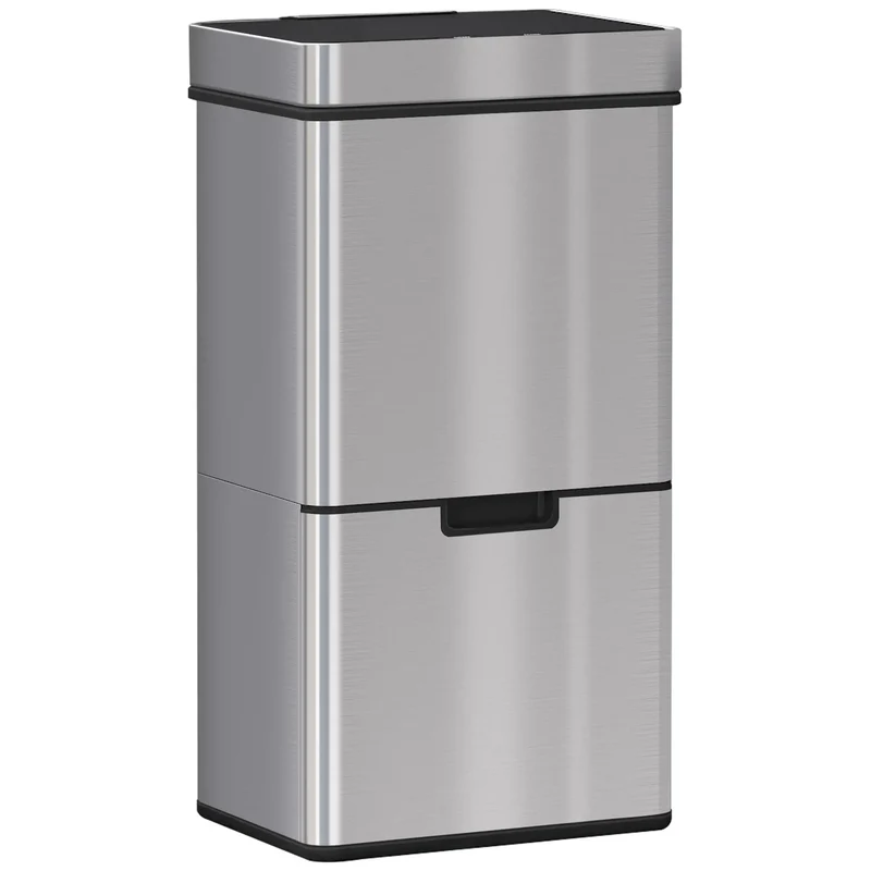 Sensor Trash Can, 19 Gallon Stainless Steel, 3 Compartments, Silver