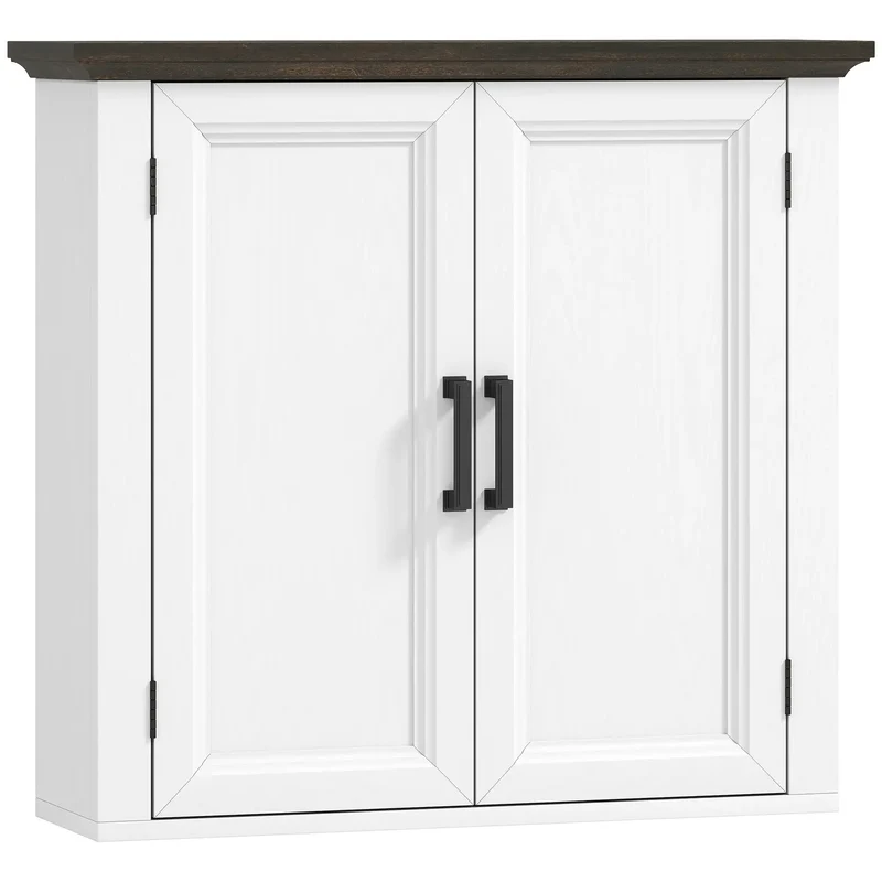 Farmhouse Medicine Cabinet, Wall Mounted, 2 Doors, Adjustable Shelf, White