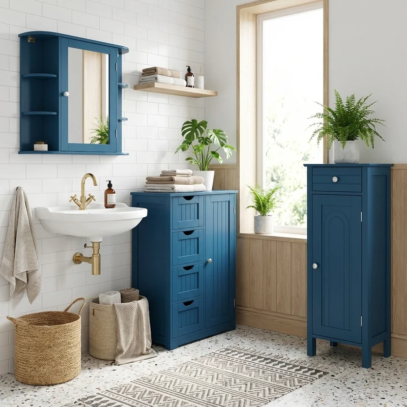 Bathroom Cabinets - Prussian Blue Collection, Dark Blue