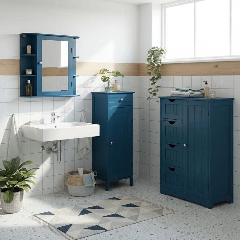 Bathroom Cabinets - Prussian Blue Collection, Dark Blue