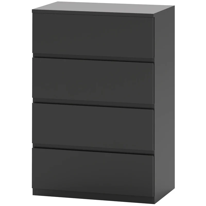 4 Drawer Chest, Freestanding Storage Unit, Black