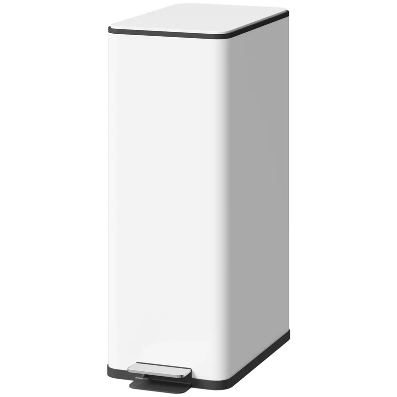 5.3 Gallon Stainless Steel Kitchen Trash Can, Soft-Close Lid, Foot Pedal, White