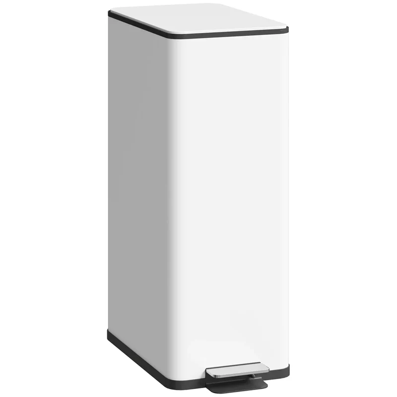 5.3 Gallon Stainless Steel Kitchen Trash Can, Soft-Close Lid, Foot Pedal, White