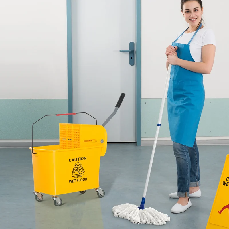 Compact Mop Bucket with Wringer, 5 Gallon, Yellow