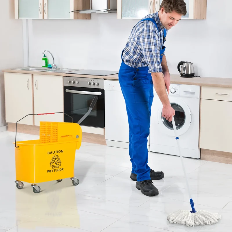 Compact Mop Bucket with Wringer, 5 Gallon, Yellow