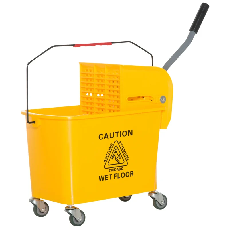 Compact Mop Bucket with Wringer, 5 Gallon, Yellow