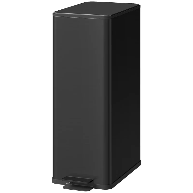 5.3 Gallon Stainless Steel Trash Can, Soft-Close Lid, Foot Pedal, Black
