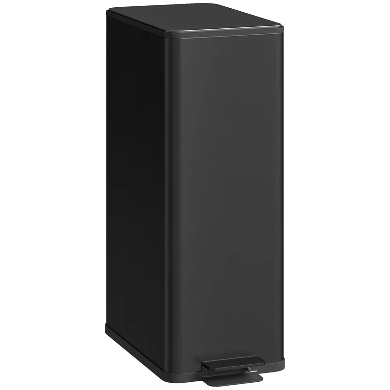 5.3 Gallon Stainless Steel Trash Can, Soft-Close Lid, Foot Pedal, Black