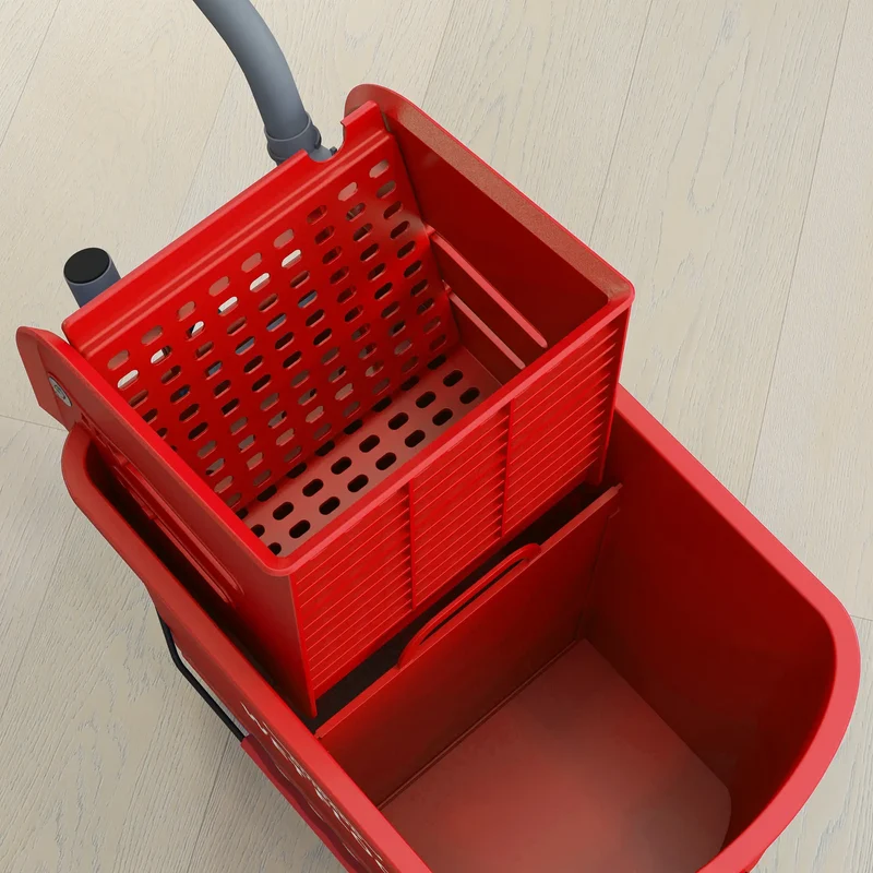 Compact Mop Bucket with Wringer, 5 Gallon, Red
