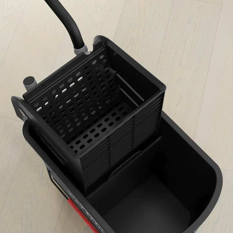 Compact Mop Bucket with Wringer, 5 Gallon, Black