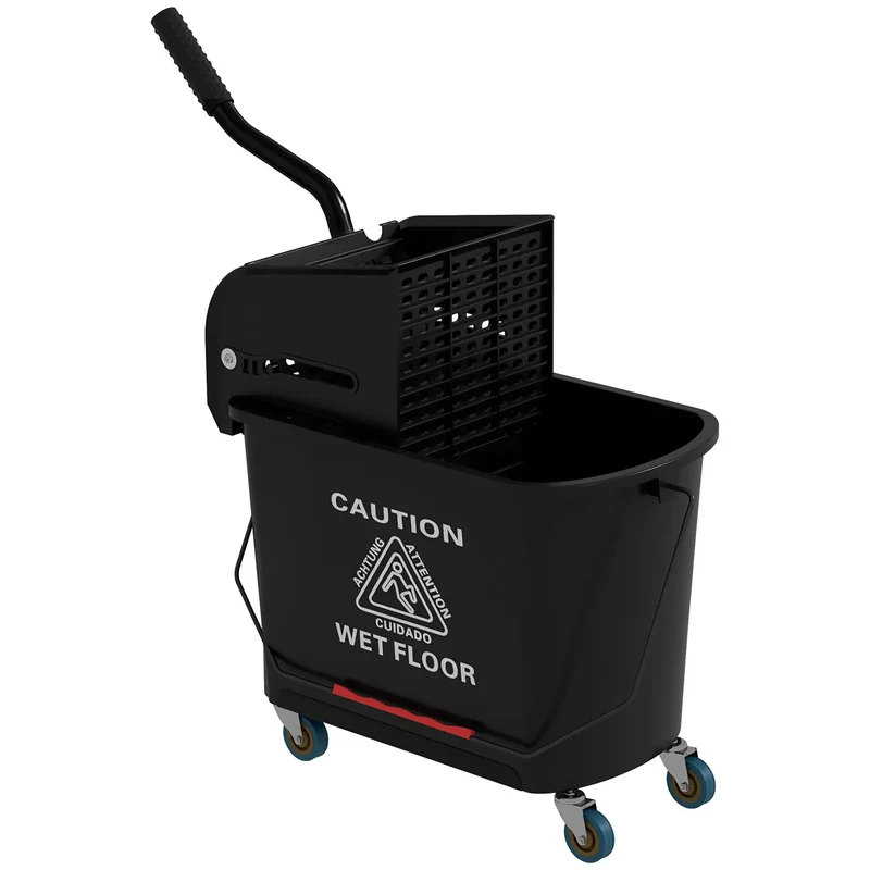 Compact Mop Bucket with Wringer, 5 Gallon, Black