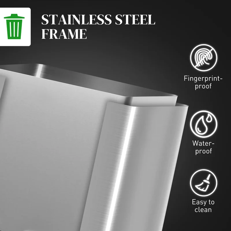2 x 20 Liter Garbage Bin, Stainless Steel, Soft-Close Lid, Removable Bucket, Silver