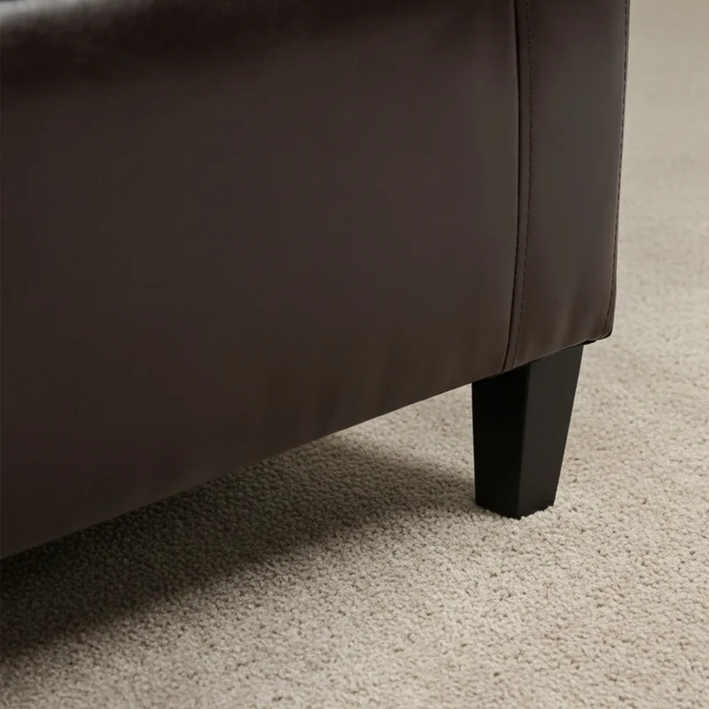 Storage Ottoman Bench, PU Leather, Tufted Design, Brown