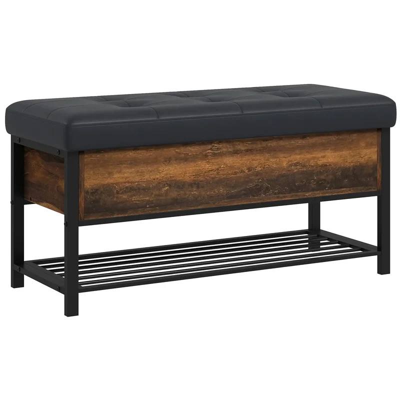 Shoe Storage Bench with Seat, Flip Top, Hidden Space, 4 Pairs