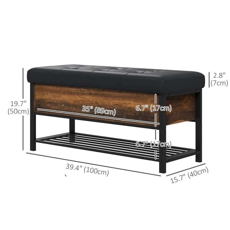 Shoe Storage Bench with Seat, Flip Top, Hidden Space, 4 Pairs