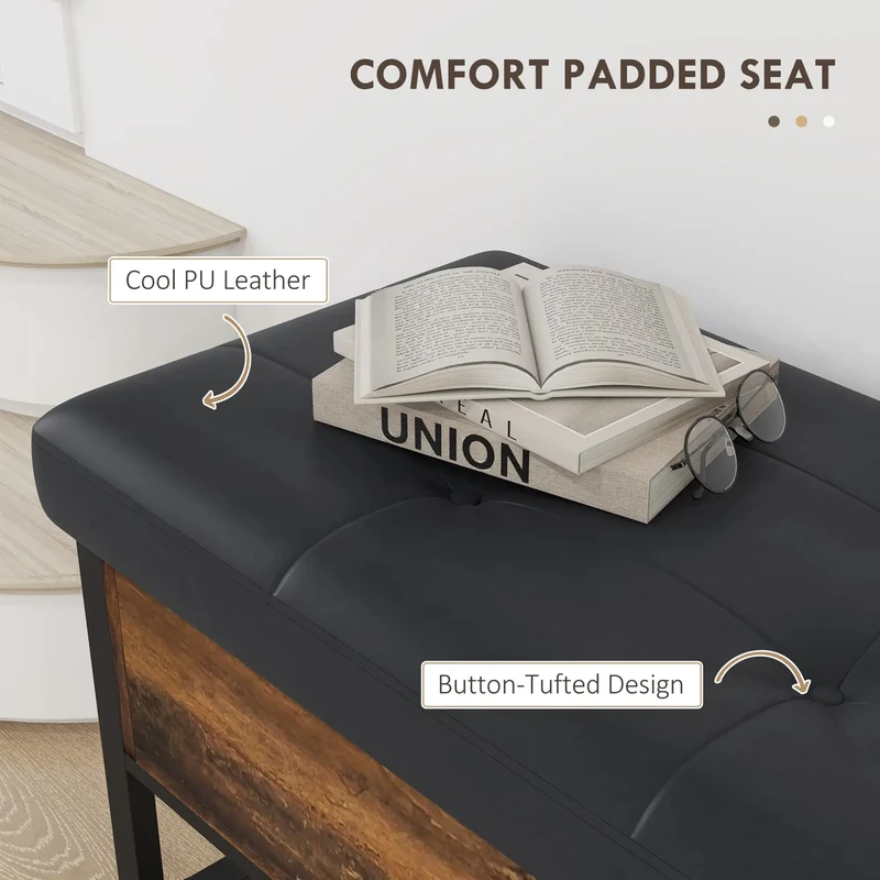 Shoe Storage Bench with Seat, Flip Top, Hidden Space, 4 Pairs
