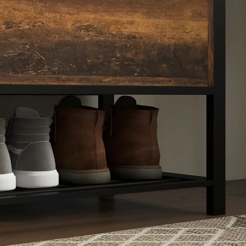 Shoe Storage Bench with Seat, Flip Top, Hidden Space, 4 Pairs