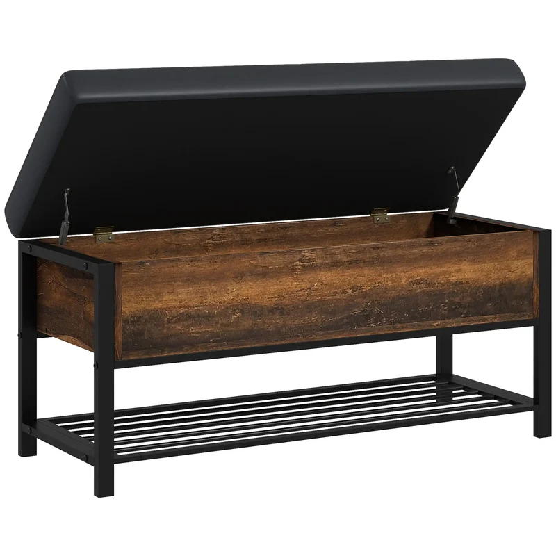 Shoe Storage Bench with Seat, Flip Top, Hidden Space, 4 Pairs