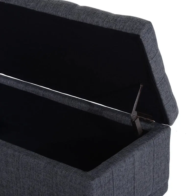 Linen Storage Ottoman Bench With Soft Close Lid, Grey